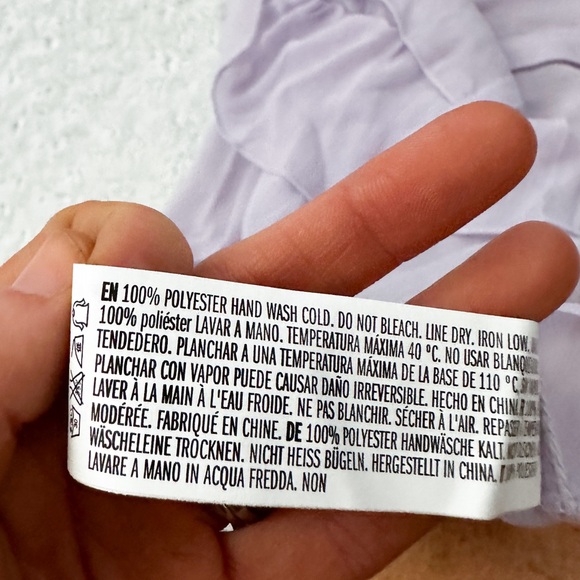 NWT- ENGLISH FACTORY Gauzy Ruffle Lavender Hidden Button Down Top - Picture 6 of 8